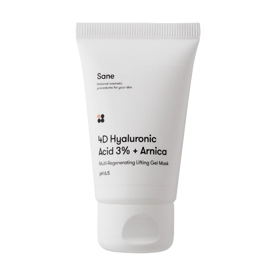 Миттєва мультирегенерувальна ліфтинг-маска для обличчя Sane 4D Hyaluronic Acid 3% + Arnica з гіалуроновою кислотою, 40 мл